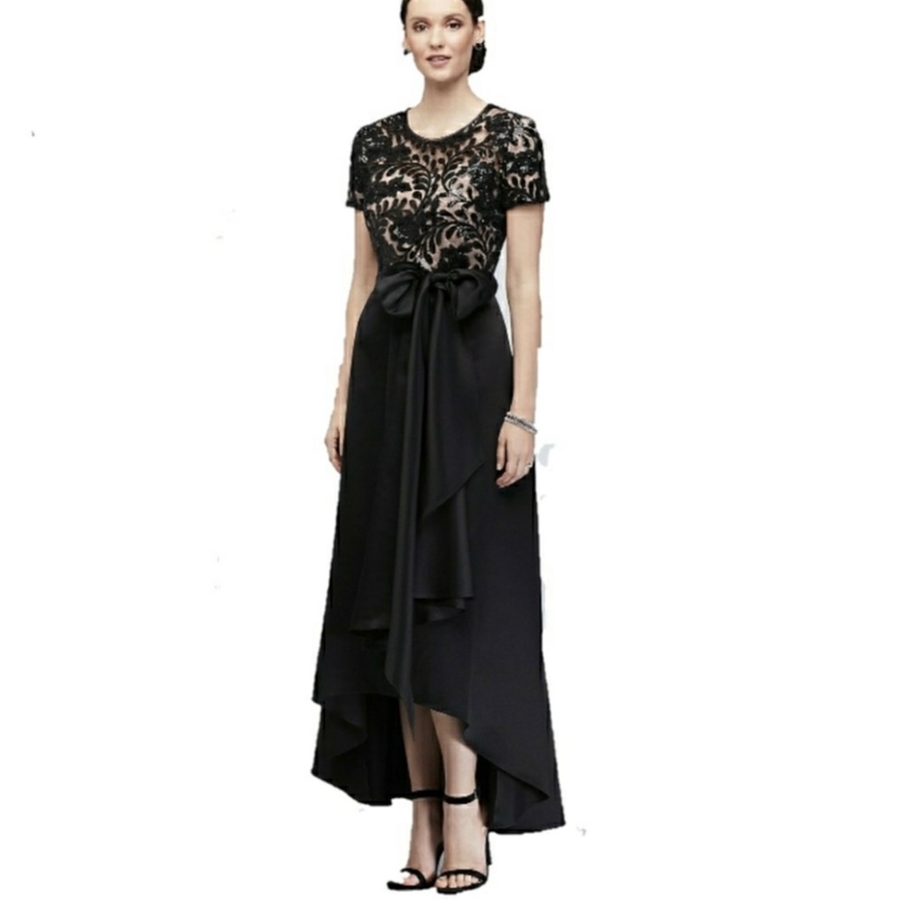 Black Lace Satin Formal Evening Gown Plus 18W